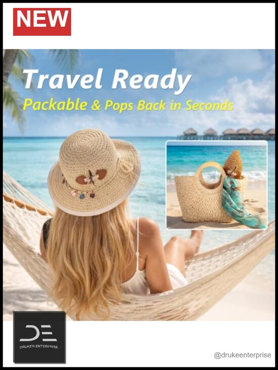 Hand Crochet Straw Sun Hat with Cooling Sweatband & Ponytail Opening main image 4